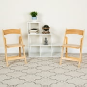Flash Furniture 4 Pack Natural Wood Folding Chair with Vinyl Padded Seat
