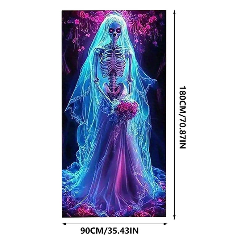 Chanana Halloween Decorations Door Cover,Large Scary Corpse Bride