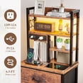 thumbnail image 6 of Satifur Tall Nightstand with Charging Station and LED Lights, Bedside Table with 4 Drawers and Bookshelf, Rustic Brown, 6 of 7