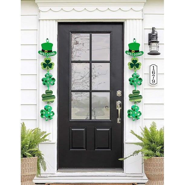 KSCD 2Ct St Patrick's Day Decorations - Party Sign Shamrock Clover Hanging  Garland Supplies 