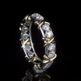thumbnail image 3 of 1pc Stylish Golden Hip-hop Ring with White Zircon Inlay - Perfect for Men and Women's Fashion and Weddings, 3 of 4