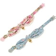 thumbnail image 4 of 2Pcs Cotton Bowtie Cat Collar with Bell Adjustable Breakaway Cat Collars with Removeable Bow Pink Girl Cat Collars, 4 of 6