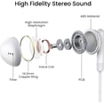 thumbnail image 5 of Kamon USB-C Wired Earbuds with Mic, Type C In-Ear Headphones, Built-in DAC Hi-Res Chip, Powerful Bass & Crystal Clear Audio (White 540), 5 of 8