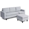 thumbnail image 1 of Gymax Convertible en Forme de L Sectionnel Canapé Canapé W / Coussin Gris, 1 of 8