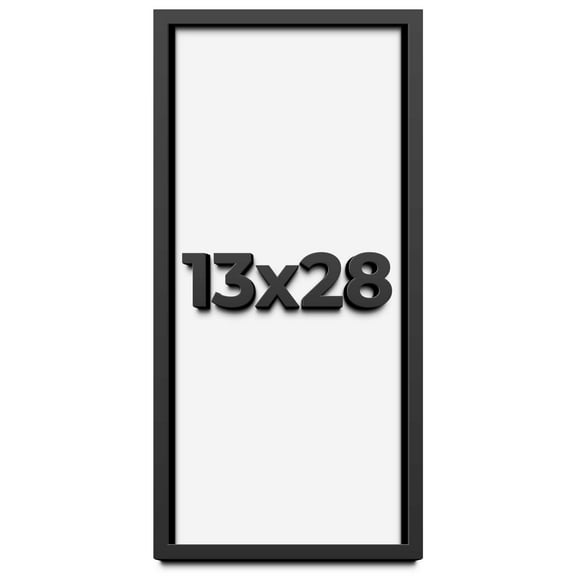 13x28 Shadow Box Frame Black | 1 inches Deep Real Wood Contemporary Shadowbox Display Frame | UV
