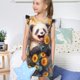 thumbnail image 4 of Balery Elegant Cute Panda Sunflower Camisón de princesa para niñas, pijama de algodón con mangas abullonadas, suave y bonito.-Medium, 4 of 6