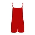 thumbnail image 3 of Yubnlvae Sleeveless Jumpsuit Romper - 2025 Summer Stretchy Shorts Playsuit with Adjustable Straps & Pockets, Casual One-Piece Outfit (Red | L), 3 of 9