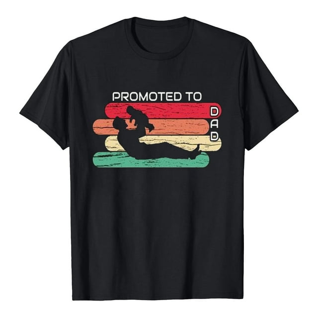Promu à Papa Père Jour T-Shirt d'Été Lettre Impression Manches Courtes Col Rond Femmes Tops