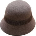 thumbnail image 3 of CoCopeaunts Elegant Womens Bucket Hat Soft Wool Felt Cloche Bowler Hat Autumn Winter Church Two-Colors Knitted Hats for Girl, 3 of 8