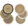 Farship Boho Style Woven Cotton Placemats Set of 6, Round Burlap ...