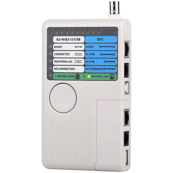 4 in 1 Multifunctional Cable Tester, Network Cable B-N-C Coaxial Cable U-S-B Network Phone Cable Tester Meter Wire Tester