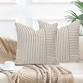 thumbnail image 5 of Dinheiro Funda de Almohada con Empalme a Rayas de 18 x 18 Pulgadas, Paquete de 2 Tiras, Funda de Almohada con Adornos de Lino, sofá, Silla, Dormitorio, decoración Moderna, 5 of 5