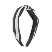 Unique Bargains 1 Pc Grace Stripe Pattern Wide Cross Knot Headbands for Women White Black