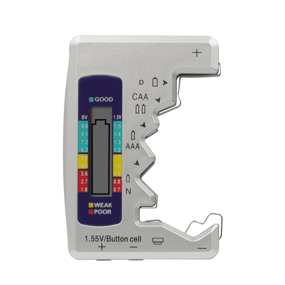 GJX Battery Tester,Efficient Tester for Aaa,Aa,C,D,9v Batteries,Compact Tester for Household Battery Monitoring,White