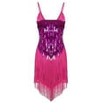 thumbnail image 2 of TSSOE Womens Shiny Sequins Spaghetti Straps Rhythm Latin Samba Rumba Tango Dance Dress Fringe Party Rose One_Size, 2 of 6