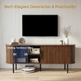 thumbnail image 2 of Ktaxon Mid-Century 58" TV Stand for up to 65" TVs, Wood Entertainment Center with 2 Sliding Tambour Doors,  Modern Television Cabinet with Large Storage & Adjustable Shelf, Walnut, 2 of 10