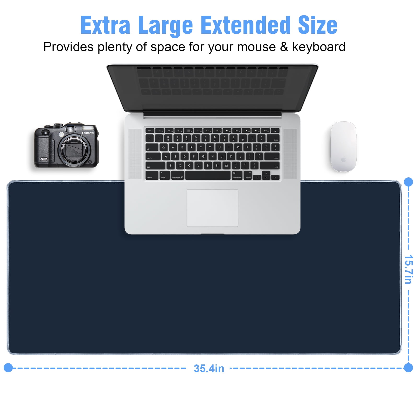 Winsing Premium Office Desk Pad, Large Non-Slip Mouse Pad with Comfort Support for Home and Office, 35.4"x15.7",Navy  blue.