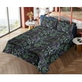 thumbnail image 4 of Ambesonne Watercolor Forest Fitted & Flat Sheet with Shams 4 Pcs Set, Leaves of Jungle, Full, Lavender and Jade Green, 4 of 5