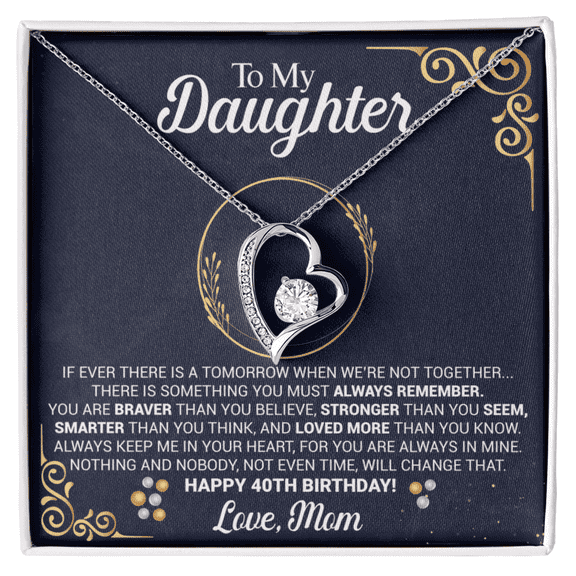 40th Birthday Necklace Gift from Mom With Message Card for daughter, To My Daughter 40th Birthday Love Dancing Necklace Gift, Daughter's 40th Birthday, 40th Birthday Gift From Mom/StepMom