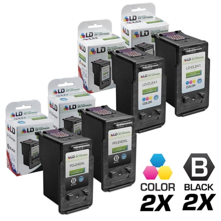 Remanufactured for Canon PG-240XL / CL-241XL Set of 4 High Yie Cartridges Includes: 2 5206B001 HY Black  & 2 5208B001 HY Color