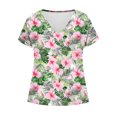 thumbnail image 6 of Uootdi Floral Print V Neck Short Sleeve Shirt for Women Casual Loose Fit Clothes Loungewear Summer Fashion Going Out Tops Gift, 6 of 7