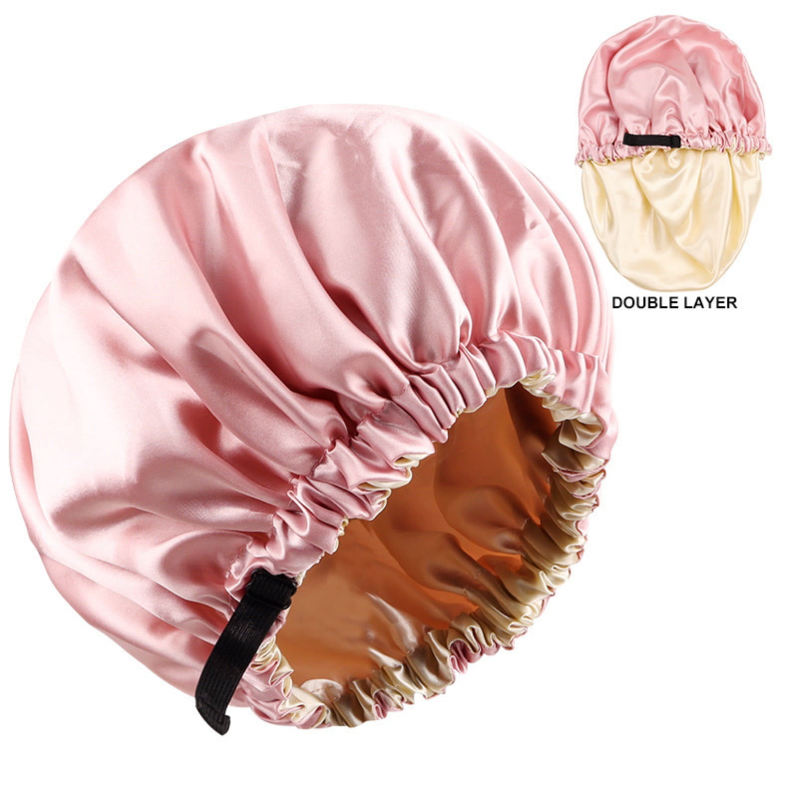 2-Pack Adjustable Satin Bonnet for Women, Double-Layer Sleep Cap & Shower Hat