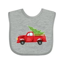 Inktastic Christmas Vintage Truck with Christmas Tree Boys or Girls Baby Bib