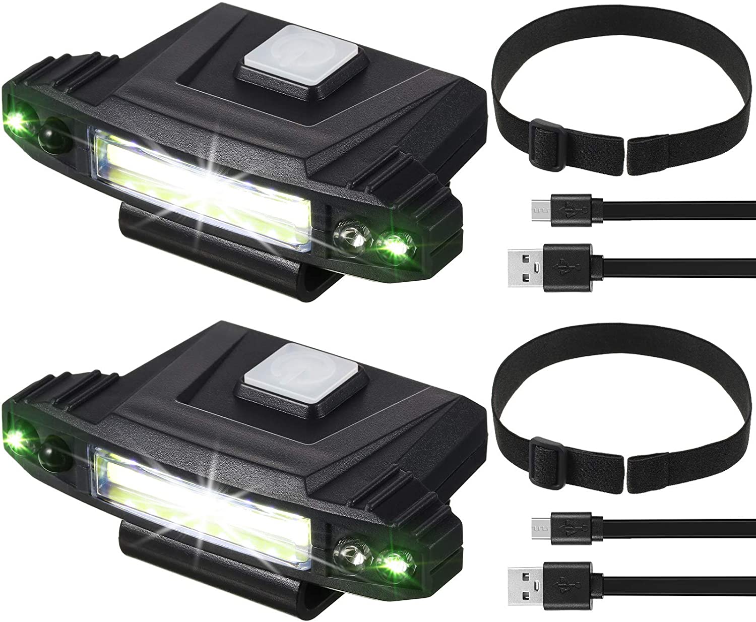 2 Pieces Ultra Bright Mini LED Clip on Cap Light USB Rechargeable Motion Sensor Hat Visor Light