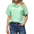 thumbnail image 5 of Hibeli Hawaiian Shirts for Women Short Sleeve Button Down Shirts Tropical Vacation Outfits, 5 of 8