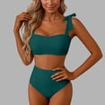 thumbnail image 2 of Hurxie Women's High Waisted Tummy Control 2 Piece Swimsuits Full Coverage Square Neck Bikini Sets High Leg Bathing Green,S, 2 of 5