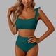 thumbnail image 1 of Trajes de baño para mujer, traje de baño de bikini de tirantes sin espalda de color liso para mujer, conjunto de bikini con bloques de color y hombros descubiertos, trajes de baño para mujer, trajes d, 1 of 5