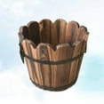 thumbnail image 2 of Gongxipen Solid Wood Carbonized Fleshy Flower Pot Balcony Planting Preservative Flower Holder Home Decoration Retro Wooden Small Wave Mouth Small Size (Brown), 2 of 7