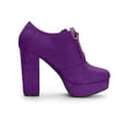 thumbnail image 3 of BLISSFUL STEP Women's Platform Block Heel Lace Up Booties Purple 8, 3 of 7