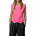 thumbnail image 2 of Button Up Asymmetrical Womens V Neck Hem Work Office Suit Vests Waistcoat Vest Sleeveless Blazers, 2 of 6