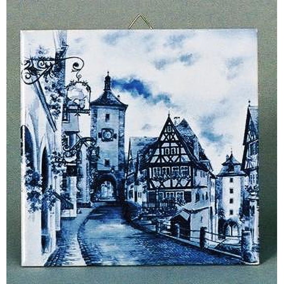 German Rothenberg Scene Blue Tile