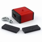 Master Magnetics 07503 Retrieving and Holding Magnet, Durable Plastic, 100 lb, 2.375 Length, 2.375 Width, 1.25 Height with Eyebolt, Nuts and Magnetic Shields, Red/Black