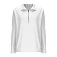 thumbnail image 5 of Fiaer,Waffle Half Zip Pullovers for Women,Womens Long Sleeve V Neck Plus Size Lapel Collared Casual Sweatshirts with Pocket White XL, 5 of 9