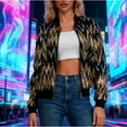 thumbnail image 2 of Erwazi Womens Sequin Zip Up Jacket Trendy Sparkly Lightweight Jacket Party Outerwear, 2 of 9