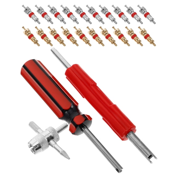 Hemobllo Tire Valve Core Removal and Installation Tool Set with Comfortable Red Handle for Quick Tire Repair and Maintenance