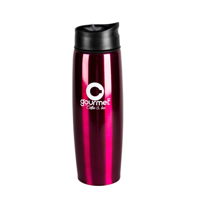 termo ekco paris 500 ml acero inoxidable rosa tapa antiderrame 59330 Termo de 500 ml rosa Ekco París, vista frontal centrada de cilindro de acero inoxidable con acabado brillante y doble pared, tapa negra antiderrame con boquilla y logo blanco; fondo blanco. También suele usarse para transportar bebidas en la oficina o durante viajes.