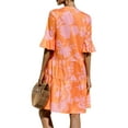 thumbnail image 2 of Gvmfive Women Summer V Neck 1/2 Sleeve Ruffled Loose Dress, 2 of 3