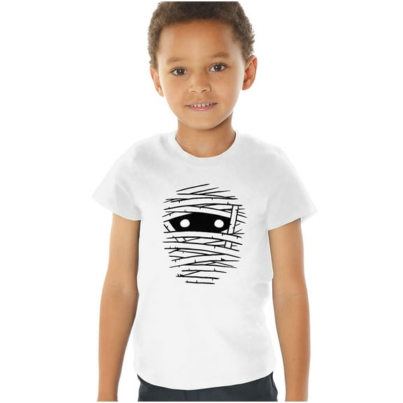 Popfunk Halloween Mummy Costume Kids T Shirt (4) for Toddler Boys and Girls, White
