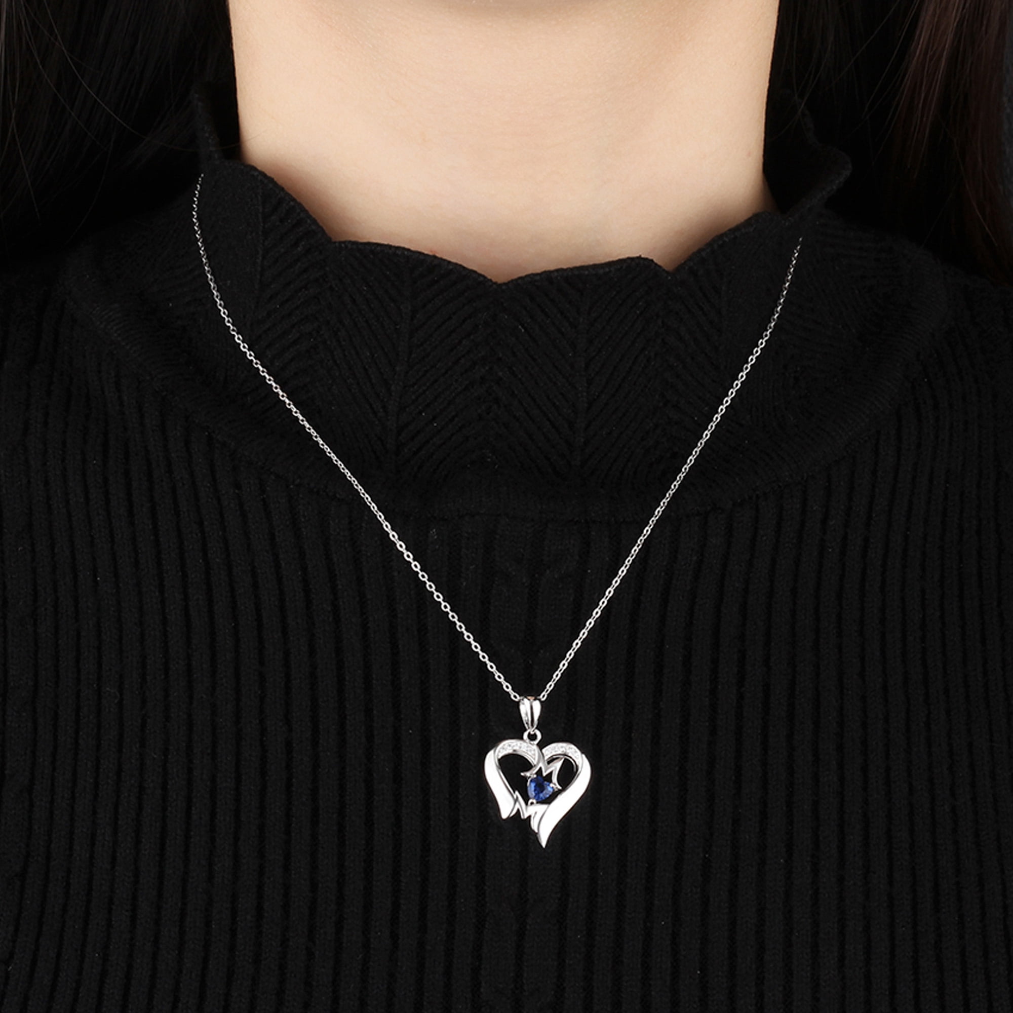 Custom Configurator Mementos USA Sterling Silver Mother's Family Birthstone Name Necklace for Women
