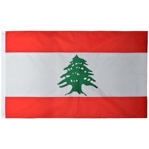 Green Grove Products Drapeau Libanais Brodé Premium en Nylon 3 Pieds x 5 Pieds Ft 210D pour Extérieur