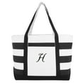 thumbnail image 2 of DALIX Striped Beach Bag Tote Bags Handbag Personalized Black Ballent Letter H, 2 of 8