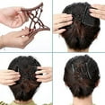 thumbnail image 2 of 4 Pieces Stretchy Double Comb Hair Clip Adjustable Elastic Hair Comb No Crease Hair Pins Hair Accessories for Women Curly Thick Wavy Hair Ponytail (Black, Coffee), 2 of 6