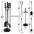 thumbnail image 3 of 5-Piece Fireplace and Firepit Iron Tool Set w/ Tongs, Poker, Broom, Shovel, Stand and Firewood Log Carrier Bag, 3 of 7