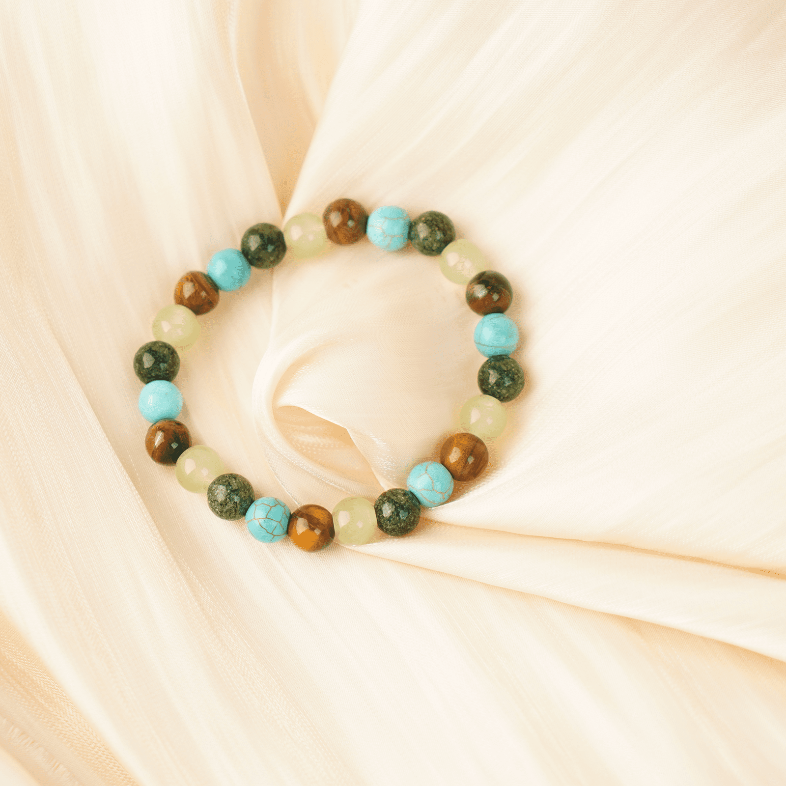 Multi-Color Natural Stone Beaded Bracelet for Women and Men, Turquoise Tiger Eye Jade Healing Energy Meditation Jewelry Gift