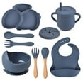 thumbnail image 1 of 9Pcs Children‘S Silicone Tableware Set Baby Non-Slip Divided Children‘S Plate Bowl With Suction Cup, 1 of 5