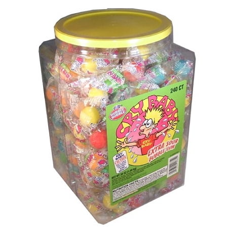 Sour Bubble Gum - Cry Baby Extra Sour Bubble Gum Tub, 240 Count